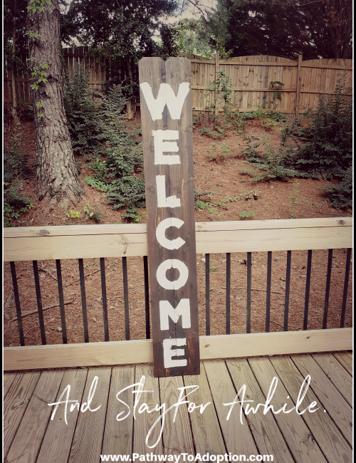 wood welcome sign board
